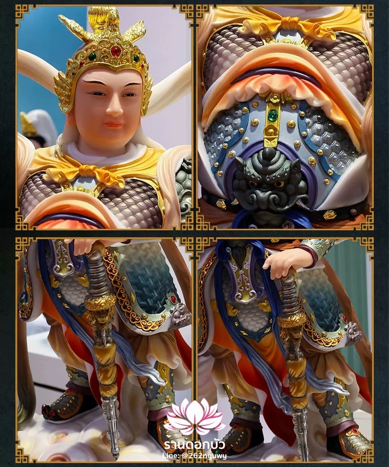 เทพเจ้ากวนอู และพระเวทโพธิสัตว์ (อุ่ยท้อผ่อสัก) งานหินอ่อนคุณภาพสูง ขนาด 12/16/19/26 นิ้ว