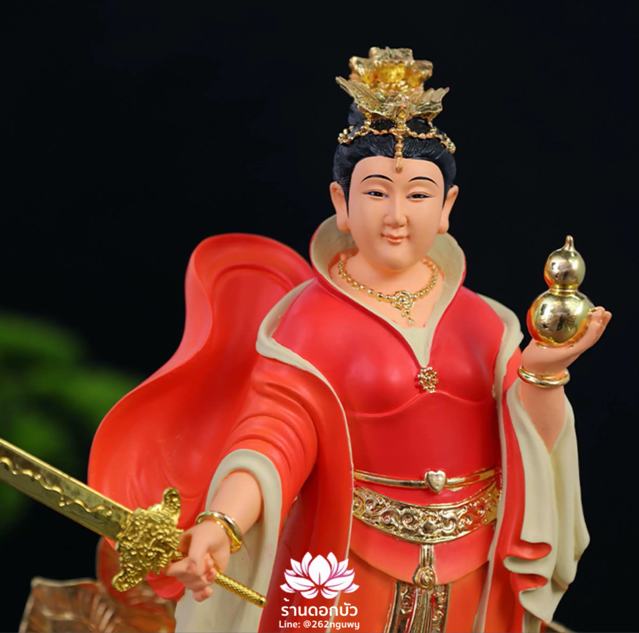 กิ่วเที้ยนเฮี่ยนลื้อ กิวเทียงเหี่ยงนึ่ง จิ่วเทียนเสวียนนี่ ปางยืนบนหงส์บริวาร งานเรซิ่น ขนาด 12/16/19/26 นิ้ว