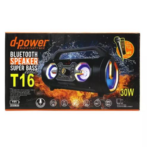 ลำโพง ลำโพงบลูทูธ Stereo 30W D-Power T16