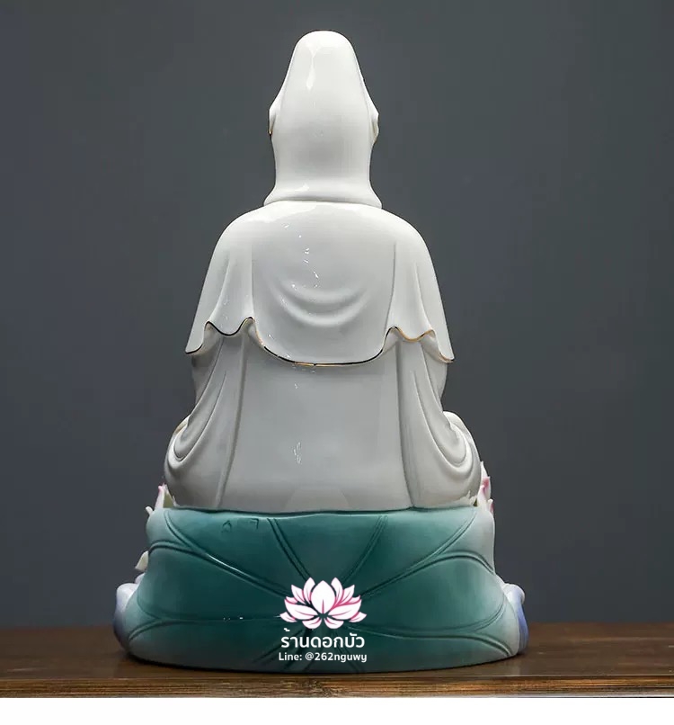 พระโพธิสัตว์กวนอิม พระแม่กวนอิมโพธิสัตว์ ปางพนมมือ ประทับนั่งดอกบัว ขนาด 16 นิ้ว