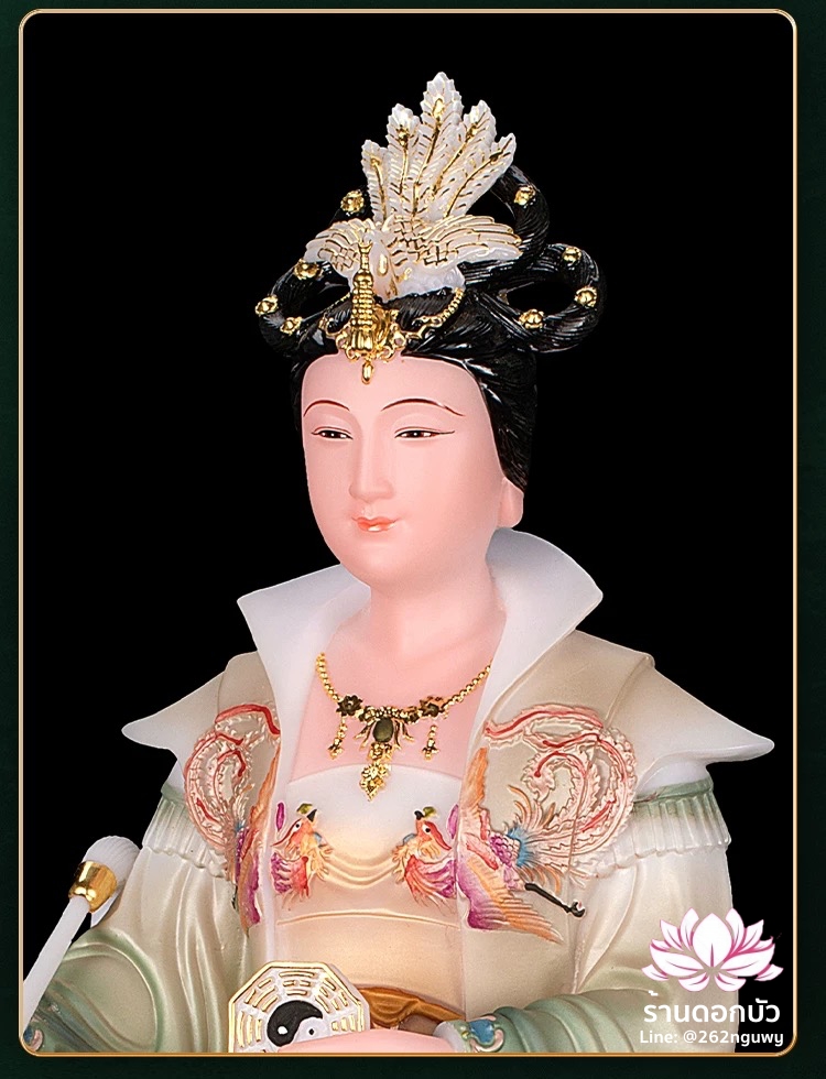 ตี่บ้อเนี่ยเนี้ย ตี่บ้อเหนียวเหนียว พระแม่ธรณีจีน ปางประทับนั่งบัลลังก์ งานผงหยกคุณภาพสูง ขนาด 12/16/19/26 นิ้ว