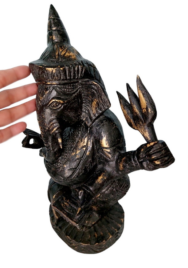 พิฆเนศไม้สัก ทำสี สูง 30cm