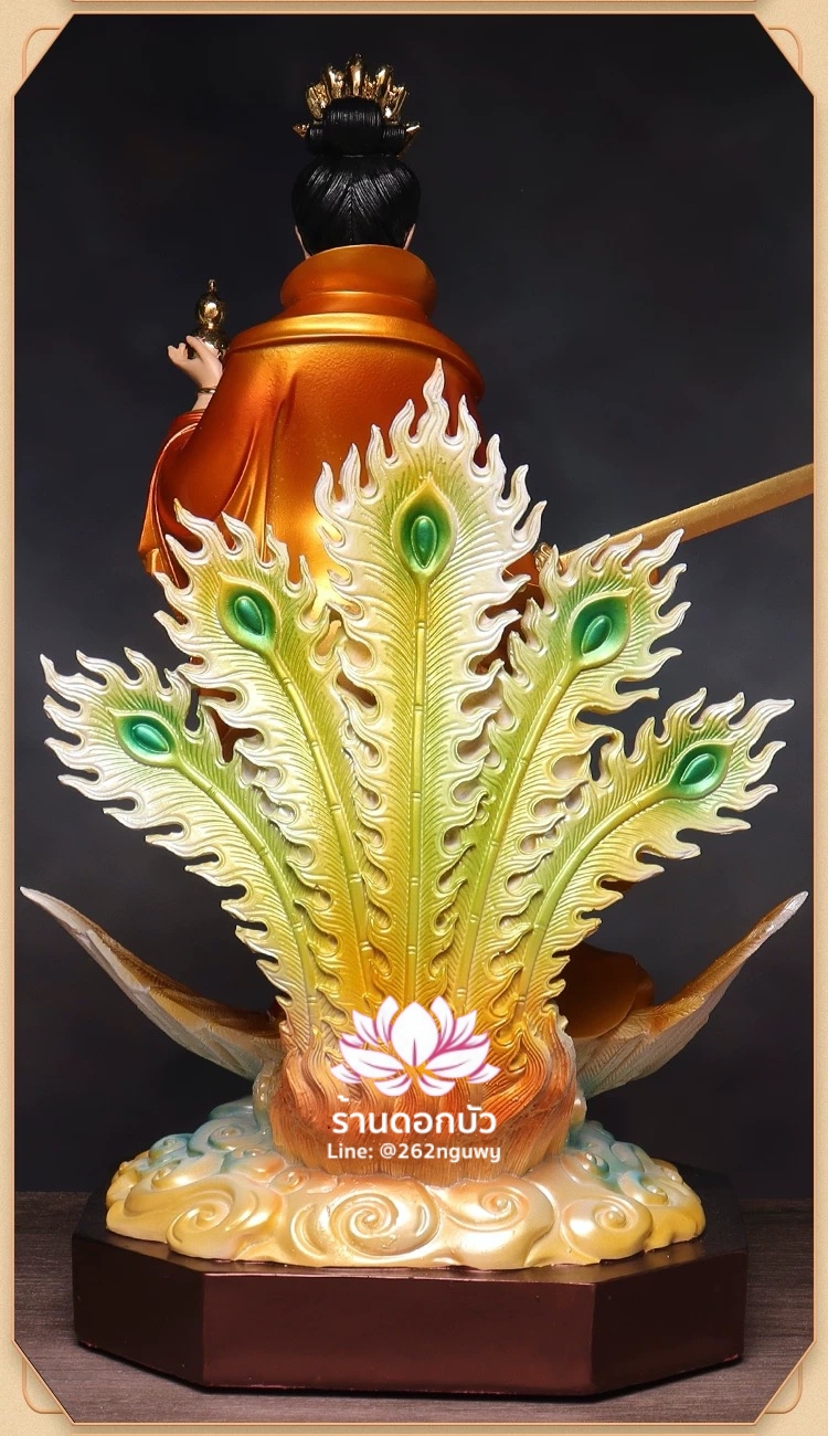 กิ่วเที้ยนเฮี่ยนลื้อ กิวเทียงเหี่ยงนึ่ง จิ่วเทียนเสวียนนี่ ปางยืนบนหงส์บริวาร งานเรซิ่น ขนาด 16/19 นิ้ว