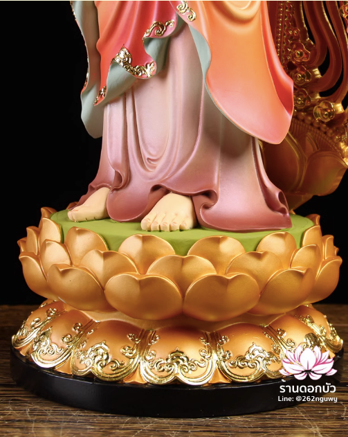 พระพุทธเจ้า (พระยูไล) พระโพธิสัตว์กวนอิม (กวนอิมผ่อสัก) พระมหาสถามปราปต์โพธิสัตว์ (ไต่ซีจี่ผ่อสัก) ปางยืนบนดอกบัว ขนาด 12/16/19/26/36 นิ้ว