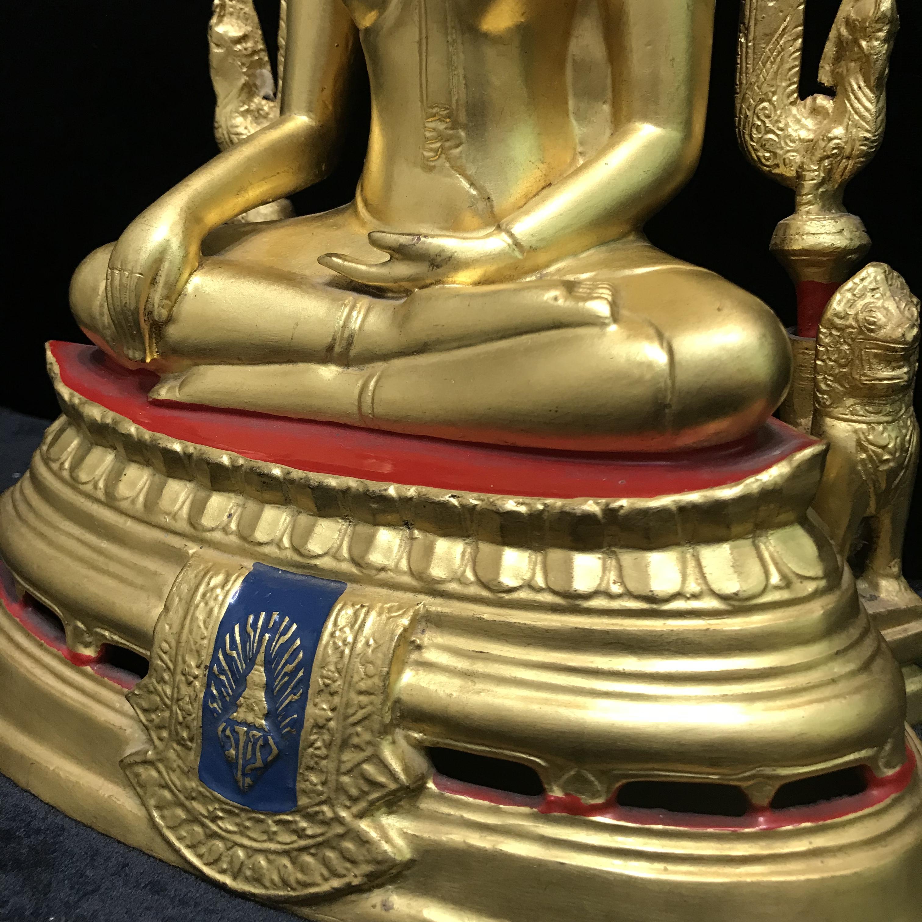 พระพุทธชินราช มวก วัดเบญจมบพิตร ปี 2519 หน้าตัก 5.9 นิ้ว หล่อดินไทย ปิดทองเดิม(ในหลวงรัชกาลที่9และราชินีเสด็จฯเททอง)