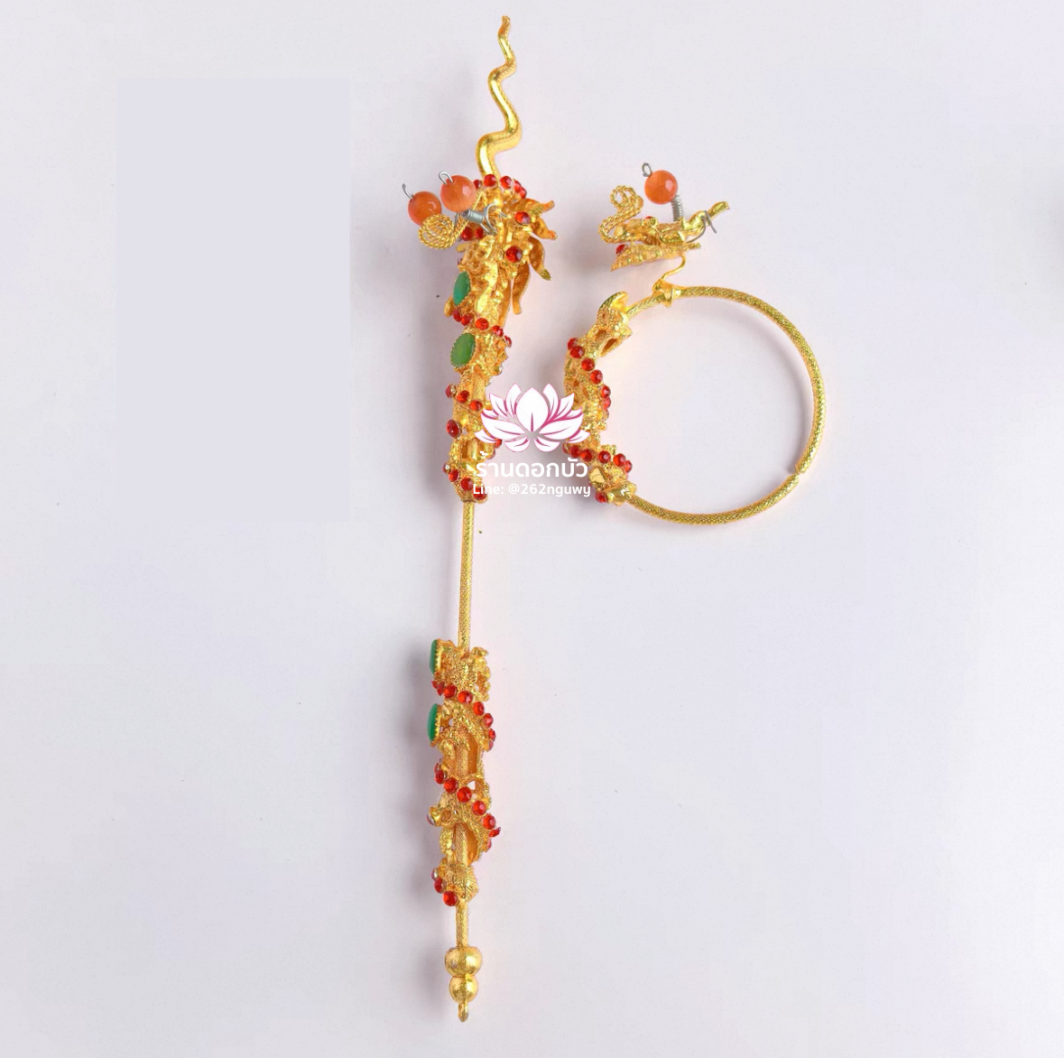 ทวนพร้อมห่วงนาจา สำหรับองค์พระกิมซิ้น อาวุธเทพเจ้านาจา หลี่โล่เฉี้ย จงตั๋นหง่วนโส่ย งานไต้หวันพรีเมียม