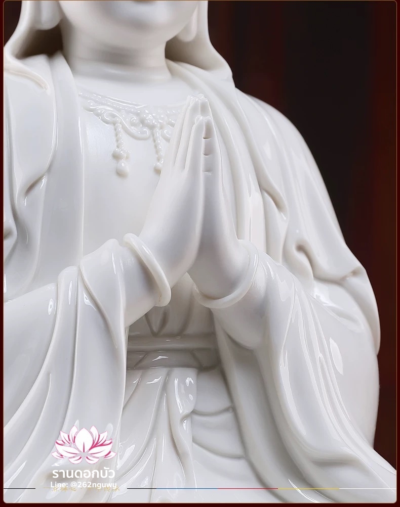 พระโพธิสัตว์กวนอิม พระแม่กวนอิมโพธิสัตว์ ปางพนมมือ ประทับนั่งดอกบัว ขนาด 16 นิ้ว