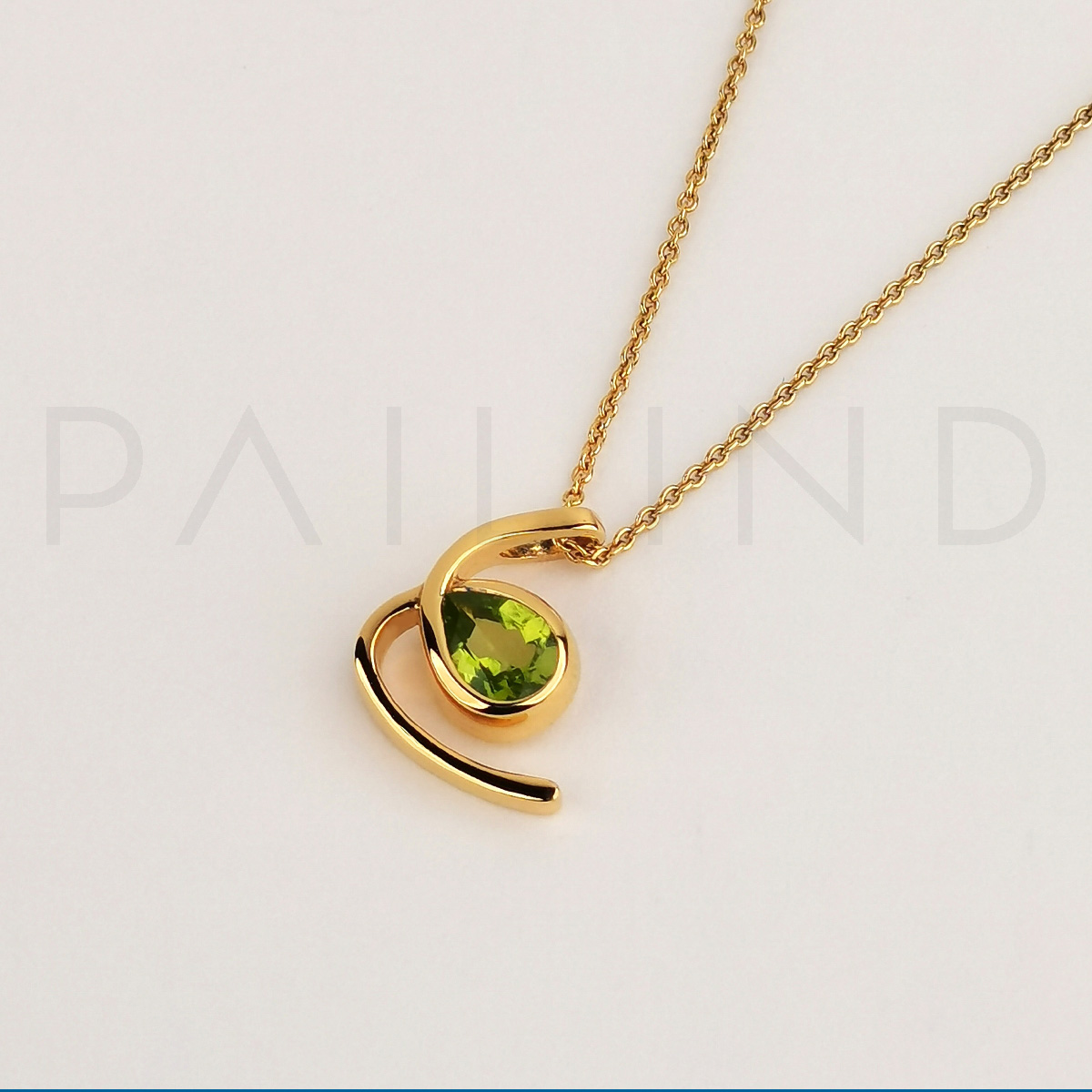 จี้เงินแท้ 925 ประดับพลอยแท้ Peridot ชุบทอง