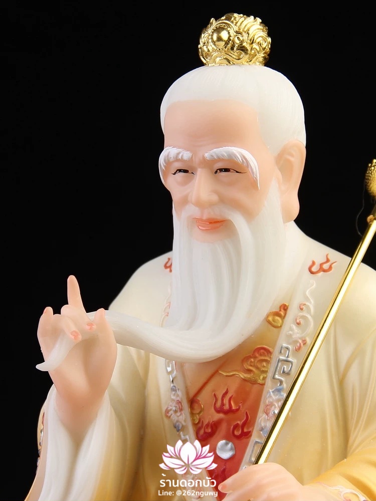 ไท่เสียงเหล่ากุง ไท่ส่องโล้กุ๊น ไท้ซังเหล่าจวิน หรือเล่าจื้อ ปางประทับนั่งขี่วัว งานหินอ่อนคุณภาพสูง ขนาด 16/19/26 นิ้ว