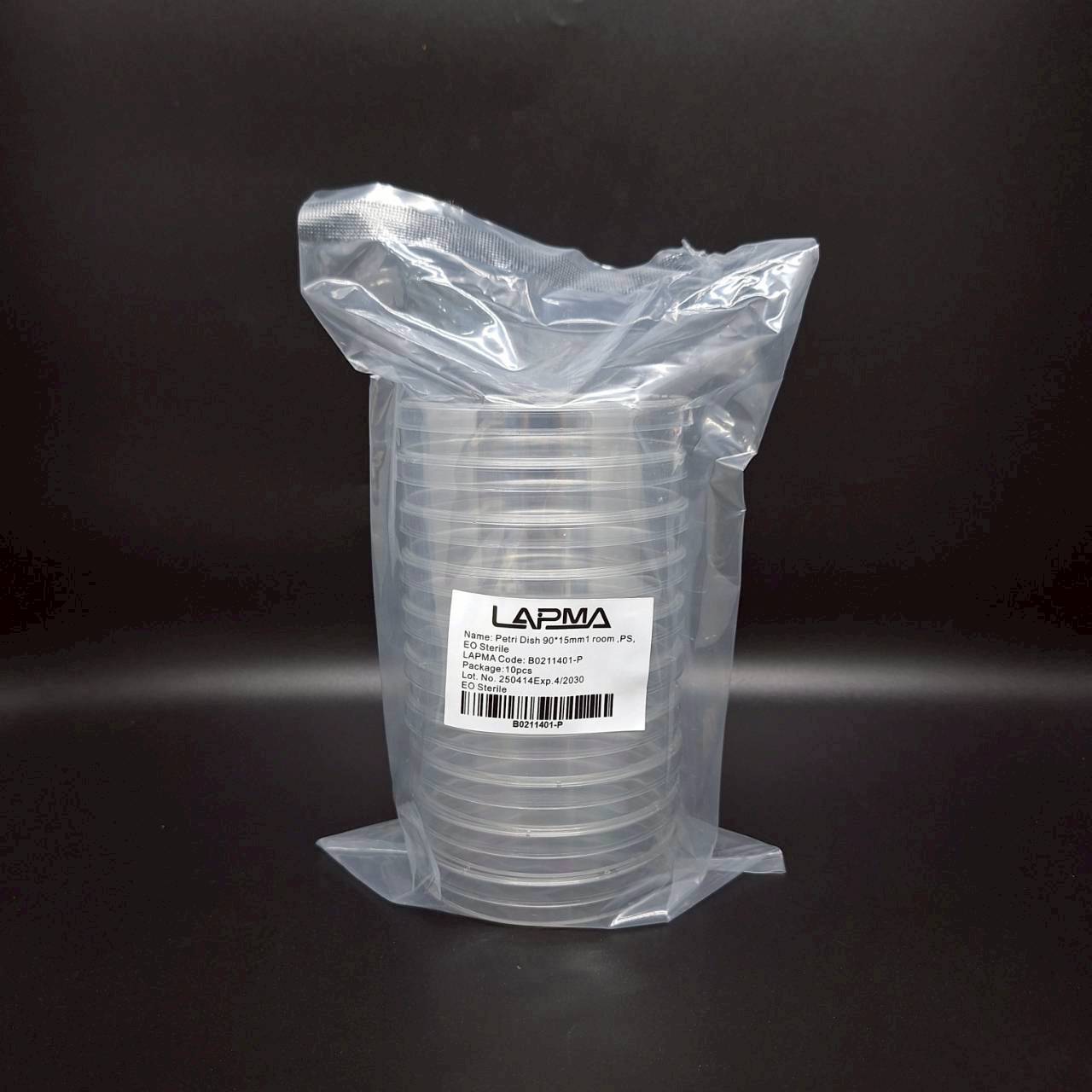 จานเพาะเชื้อ ขนาด 90x15 มม , Petri dish 90x15 mm , พลาสติก LAPMA 500 คู่ต่อลัง (สำหรับงาน Medical)