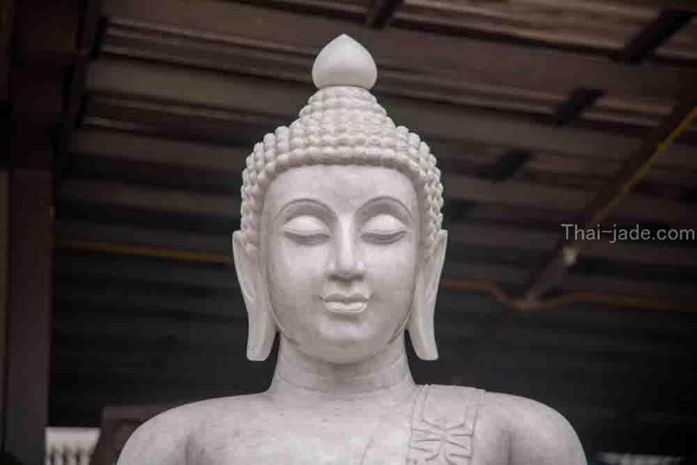 พระปางมารวิชัย หินขาวพม่า ขนาดนิ้ว55นิ้ว