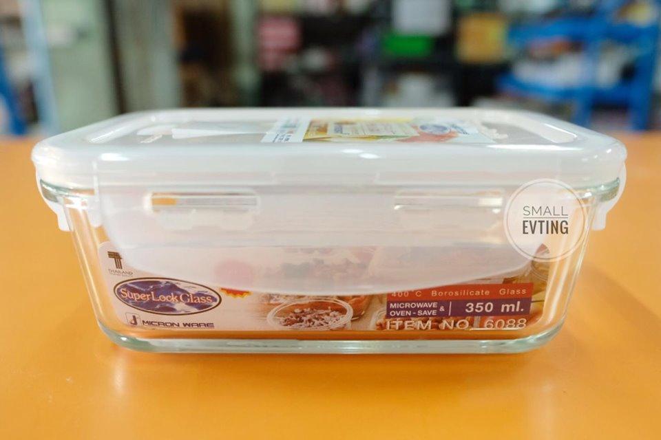 Small Evting กล่องถนอมอาหาร”แก้ว” SuperLock Glass 350 ml แบบสี่เหลี่ยมผืนผ้า No.6088
