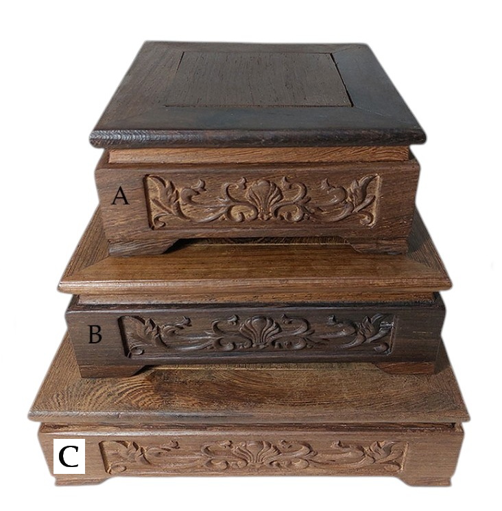 ฐานหรือกี๋ไม้ ทรงสี่เหลี่ยมจัตุรัสลายดอก-BPT564-