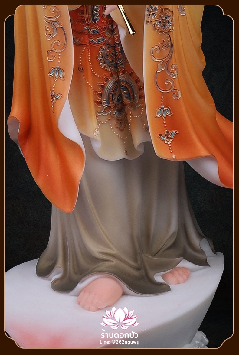 พระโพธิสัตว์กวนอิม พระแม่กวนอิมปางประทานพร ประทับยืนบนกลีบบัว งานหินอ่อนคุณภาพสูง ขนาด 16/19/26/35/51 นิ้ว