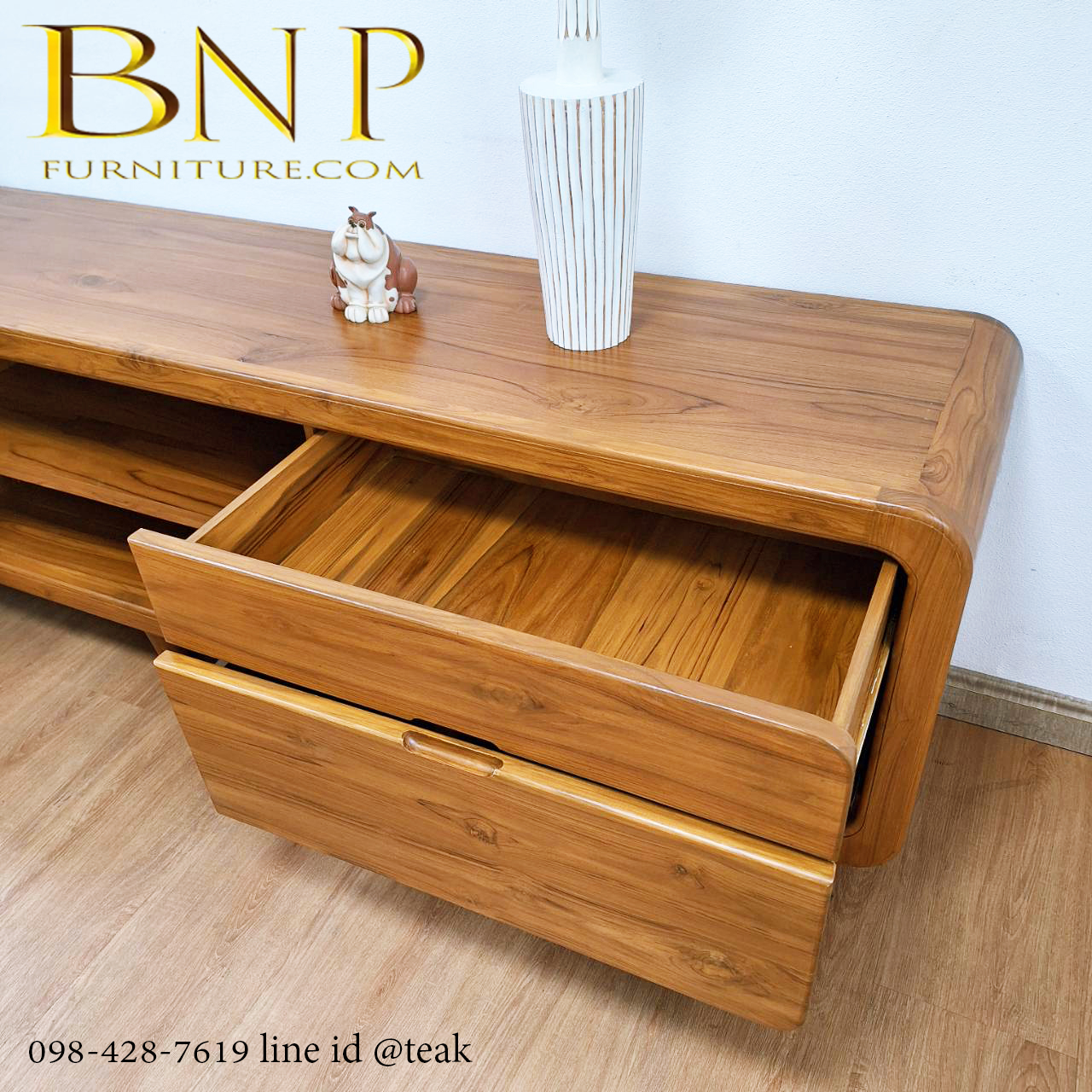 ไซด์บอร์วางทีวีไม้สักแท้ รุ่นเดอะเบส ยาว 2.4 เมตร