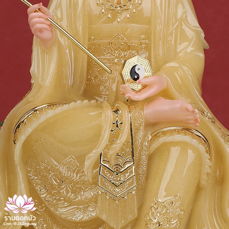 ตี่บ้อเนี่ยเนี้ย ตี่บ้อเหนียวเหนียว พระแม่ธรณีจีน ปางประทับนั่งบัลลังก์ งานหินอ่อนคุณภาพสูง ขนาด 16 นิ้ว