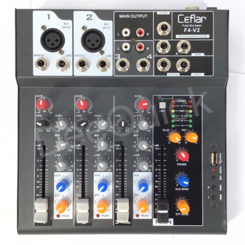 มิกเซอร์ CEFLAR F4 V2 เครื่องผสมสัญญาณเสียงแบบ 4 Channel