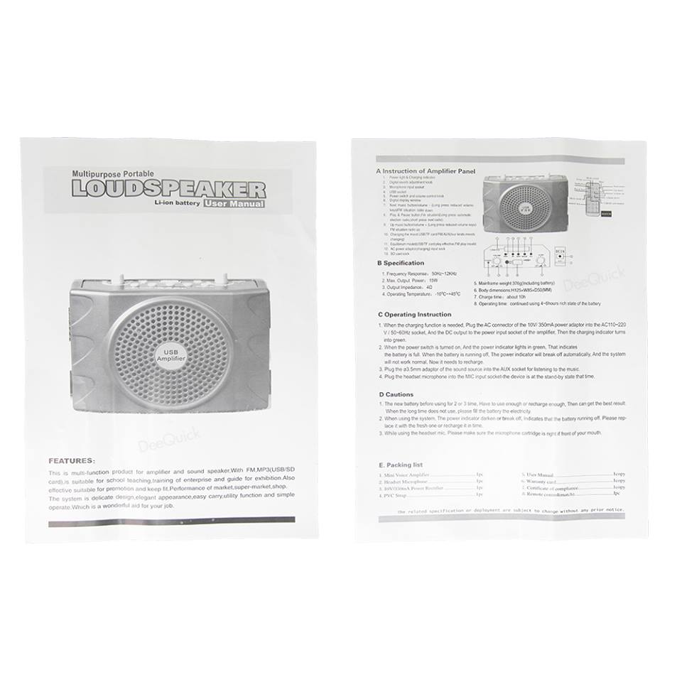 ลำโพงแบบพกพา คาดเอว พร้อมไมค์คาดศรีษะ SoundmilanML-807AA