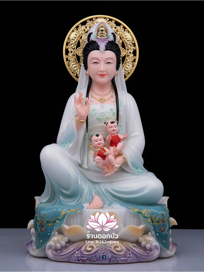 พระโพธิสัตว์กวนอิมปางประทานบุตร พระแม่กวนอิมประทานบุตร งานหินอ่อนคุณภาพสูง ขนาด 12/16/19/26/36 นิ้ว