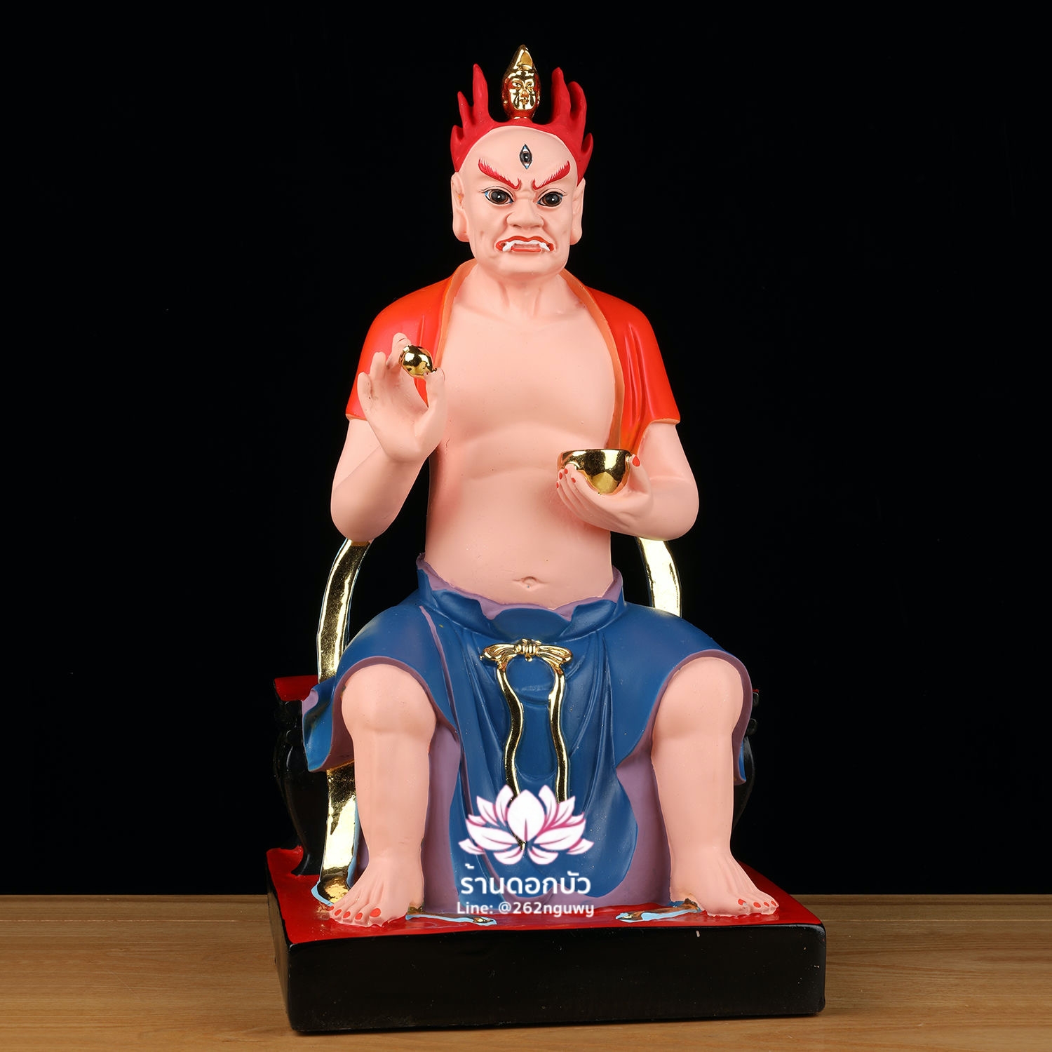 ไต่สือเอี๊ย พ้อต่อกง กวนอิมไต่ซือ เทพเจ้าสายนรก ปางนั่ง งานเรซิ่น ขนาด 16 นิ้ว