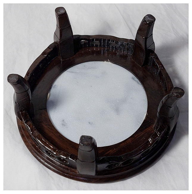 ฐานหรือกี๋ไม้สไตล์จีน 15cm หน้าท๊อปหินอ่อน ตัวละ