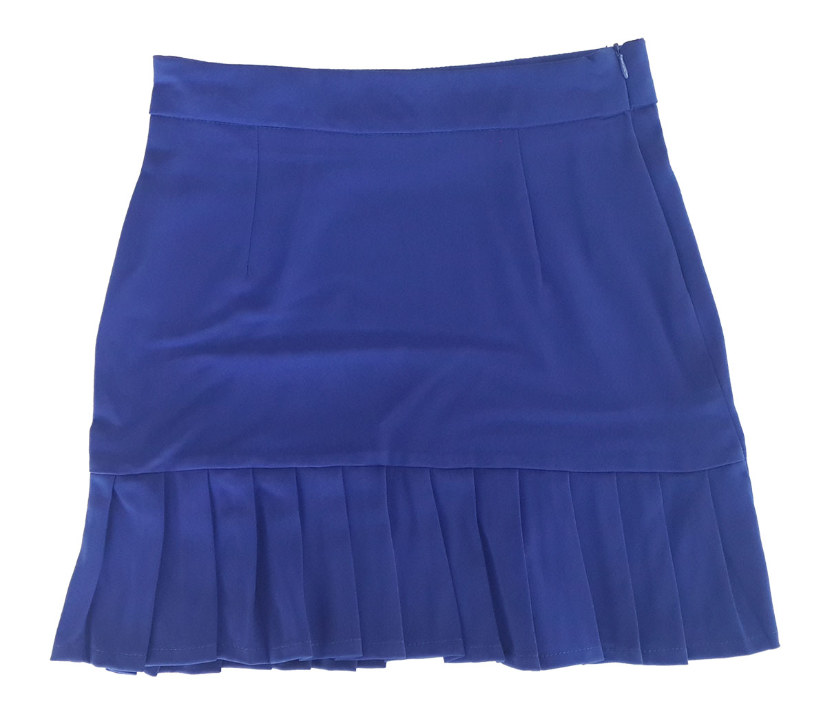 กระโปรงปลายจีบ ผ้าฮานาโกะ สีน้ำเงิน Size S M L XL
