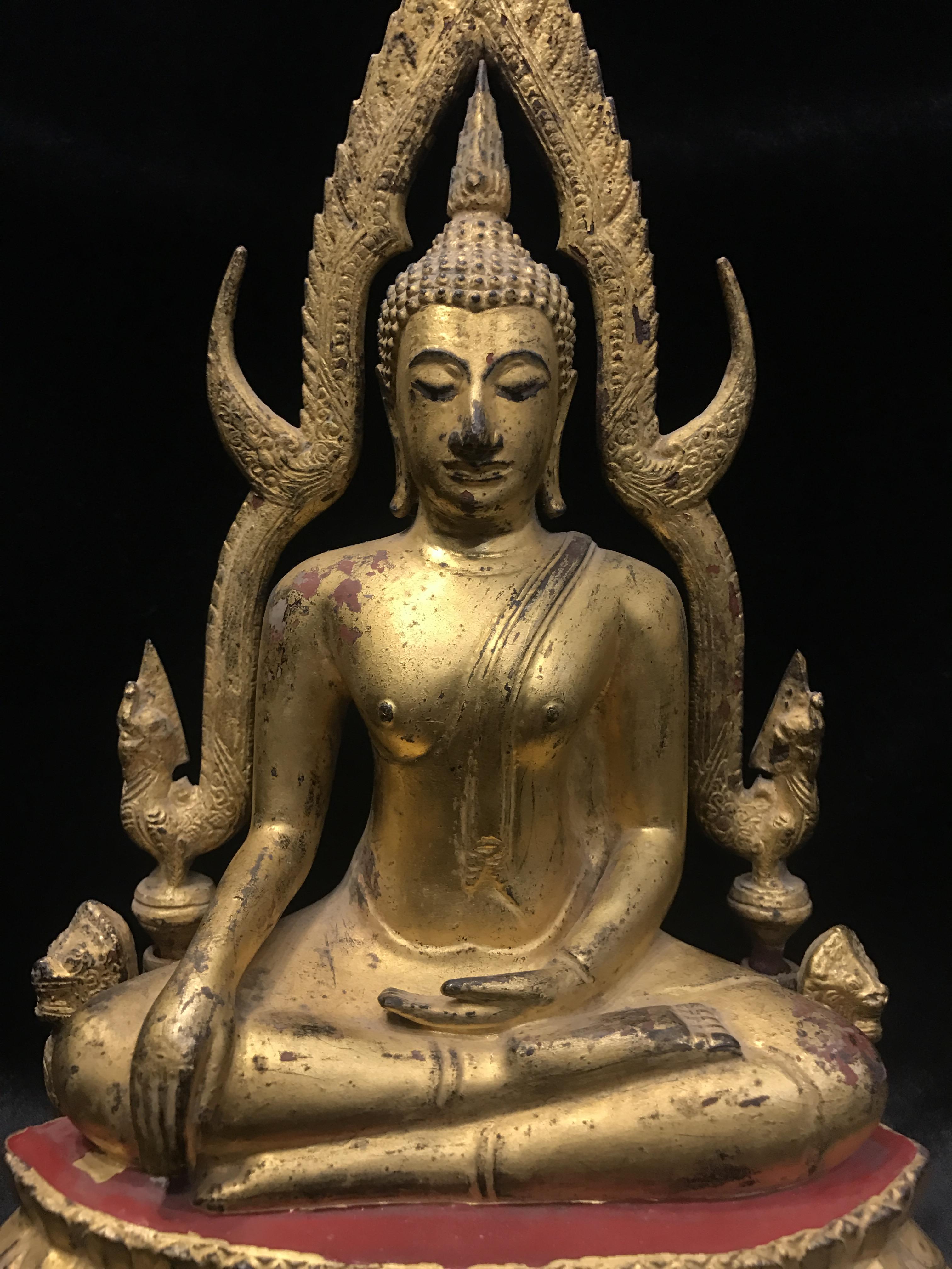 พระพุทธชินราช มวก. วัดเบญจมบพิตร ปี 2519 หน้าตัก 5.9 นิ้ว หล่อดินไทย ปิดทองเดิม(ในหลวงรัชกาลที่9และราชินีเสด็จฯเททอง)