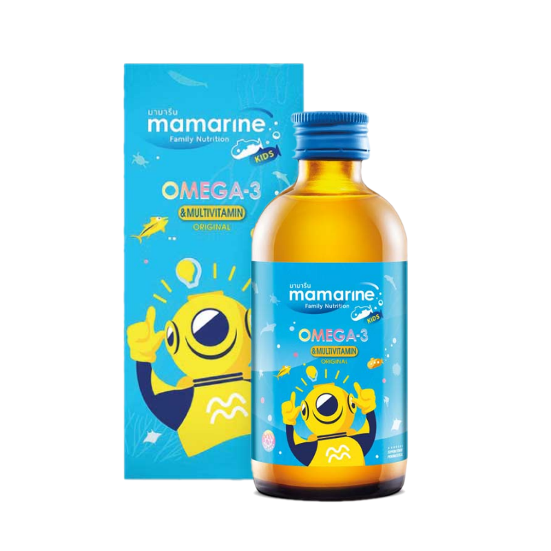Mamarine Kids Omega 3 Original 120 ml. (สีฟ้า)