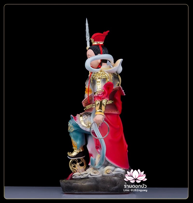 เทพเจ้านาจา หลี่โลเฉี้ย จงตั๋นหง่วนโส่ย ปางประทับยืนเหยียบวงล้อ งานเรซิ่นคุณภาพสูง ขนาด 12/16 นิ้ว