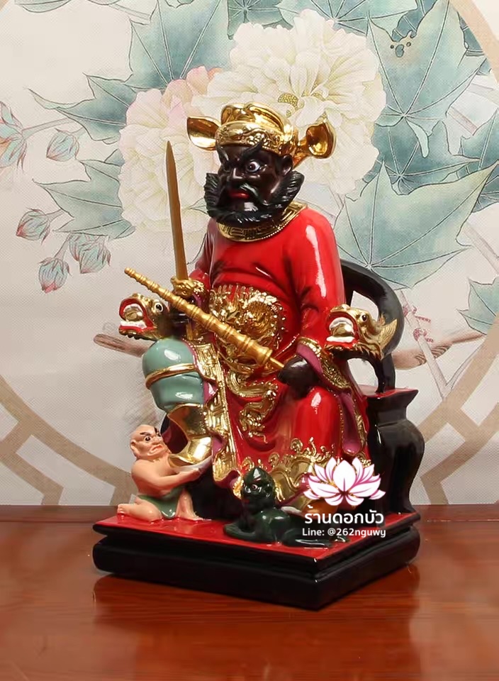 เทพเจ้าจงขุย จงขุยเทียนซือ จงขุยเอี๋ยกง ปางนั่งบัลลังก์มังกร งานเรซิ่น ขนาด 12/16 นิ้ว