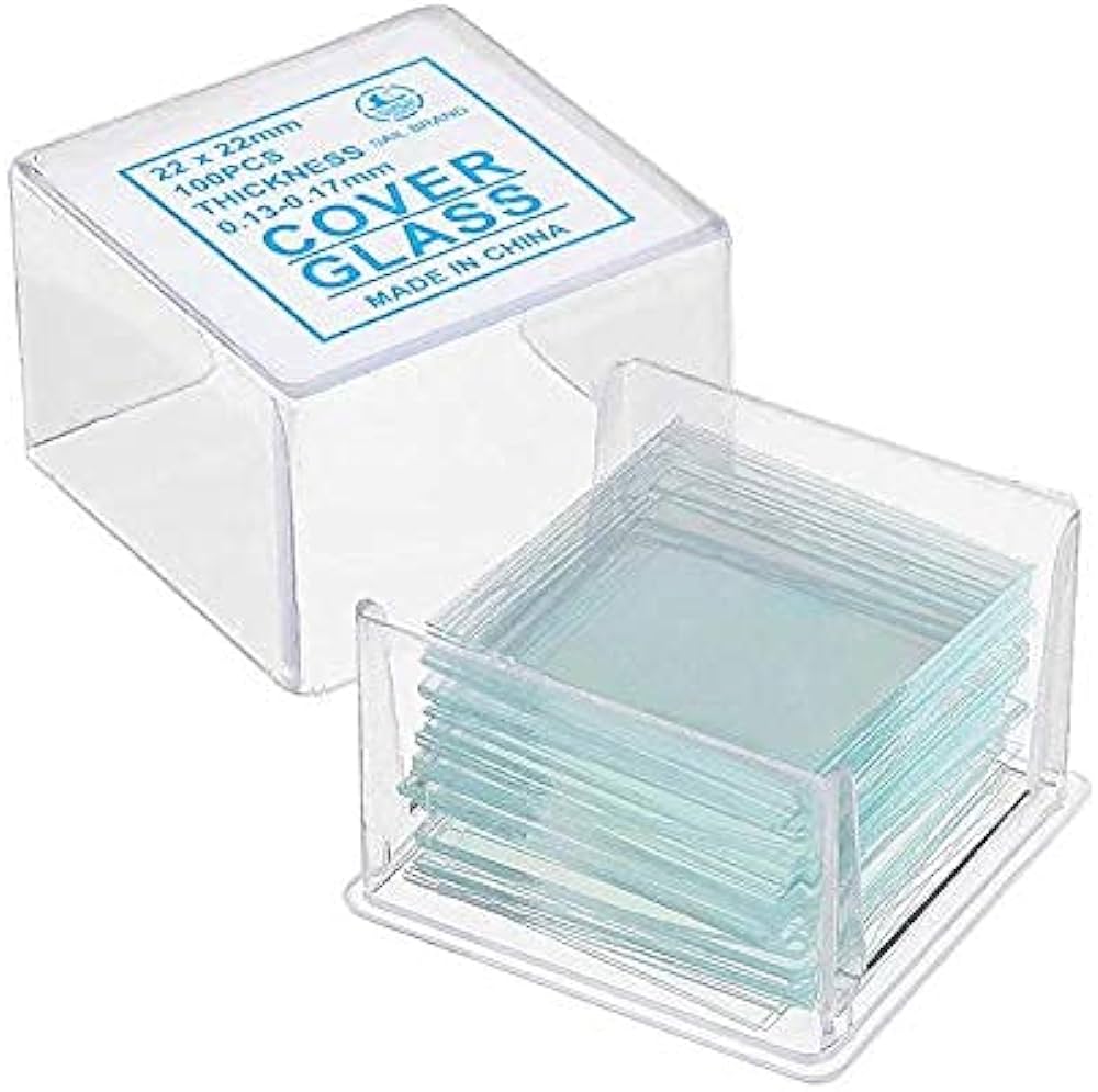 0722111 กระจกปิดสไลด์, แผ่นปิดกระจกสไลด์, Cover glass ขนาด 22x22 mm