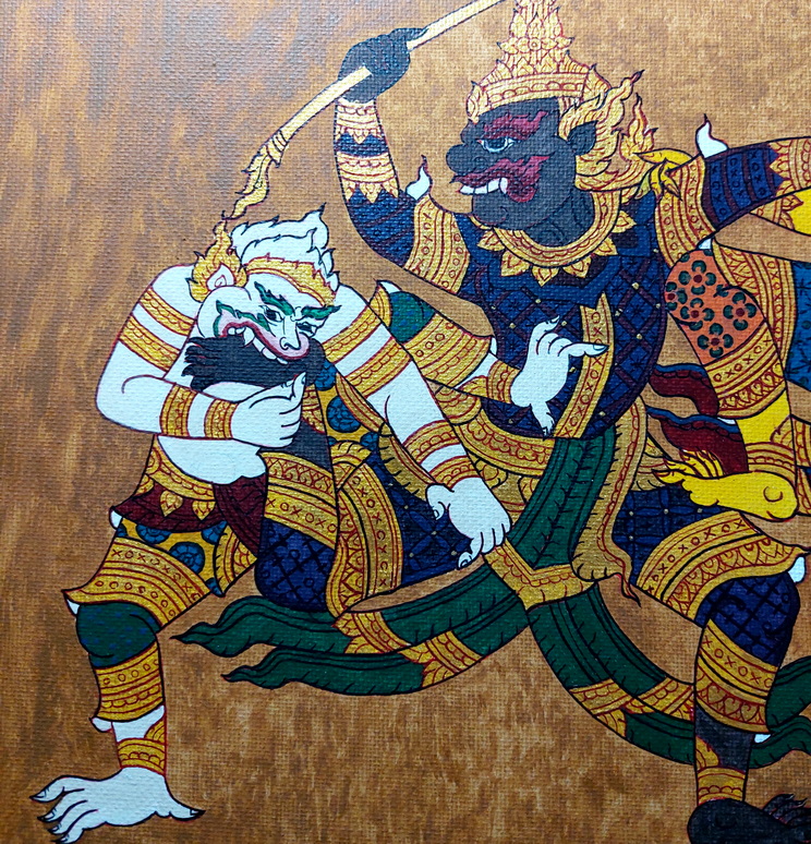 💥SALE!💥ภาพวาดสีอะคริลิค -ภาพจับ รามเกียรติ์