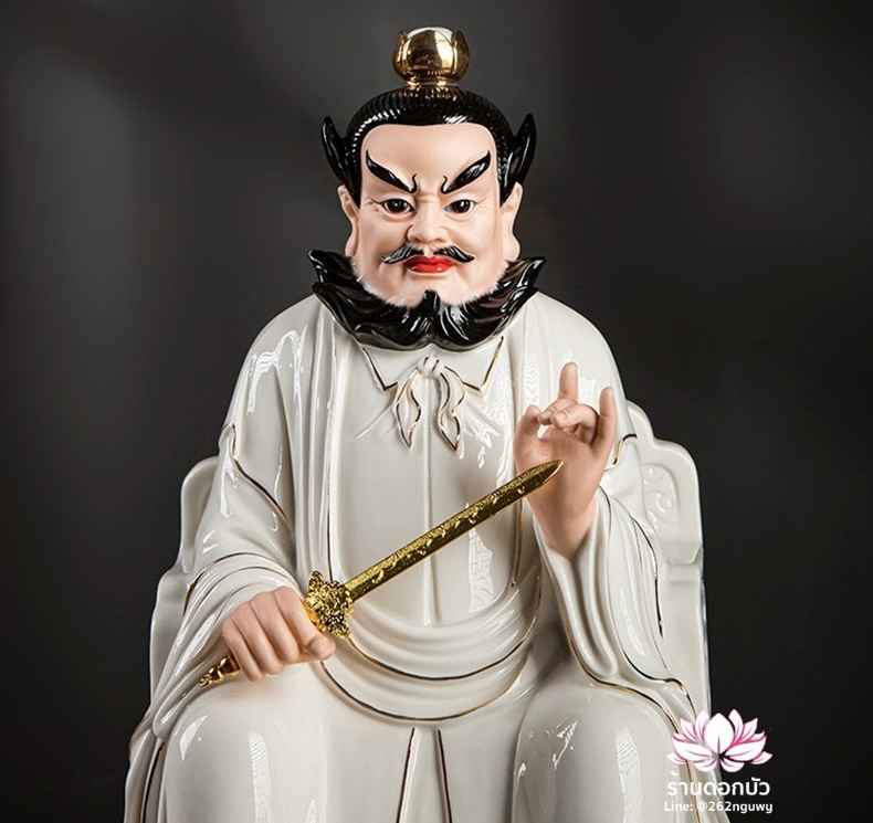 เตียวเทียนซือ เตียวฮู้เทียนซือ จางเทียนซือ ปางนั่งบัลลังก์ งานกระเบื้องฮกเกี้ยน ขนาด 14 นิ้ว