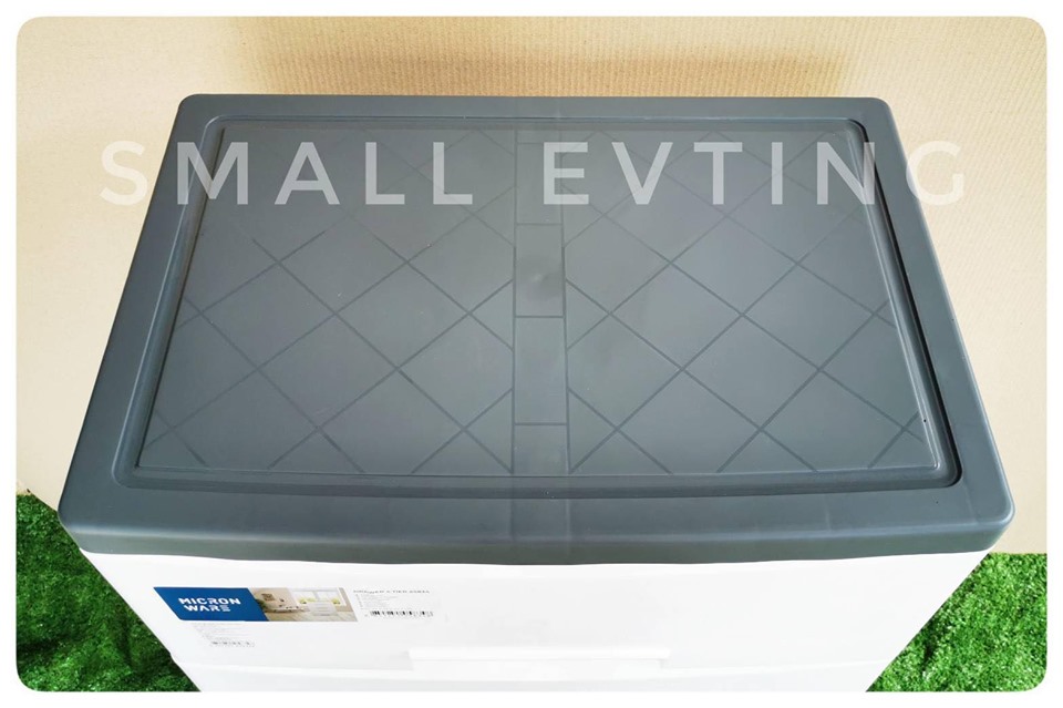 Small Evting ลิ้นชัก No. 5834 รุ่นหน้ากว้าง 4 ชั้น ด้านข้างปิดทึบ หน้าขาว โครงเทา ตู้ ลิ้นชัก เก็บผ้า เก็บเสื้อผ้า