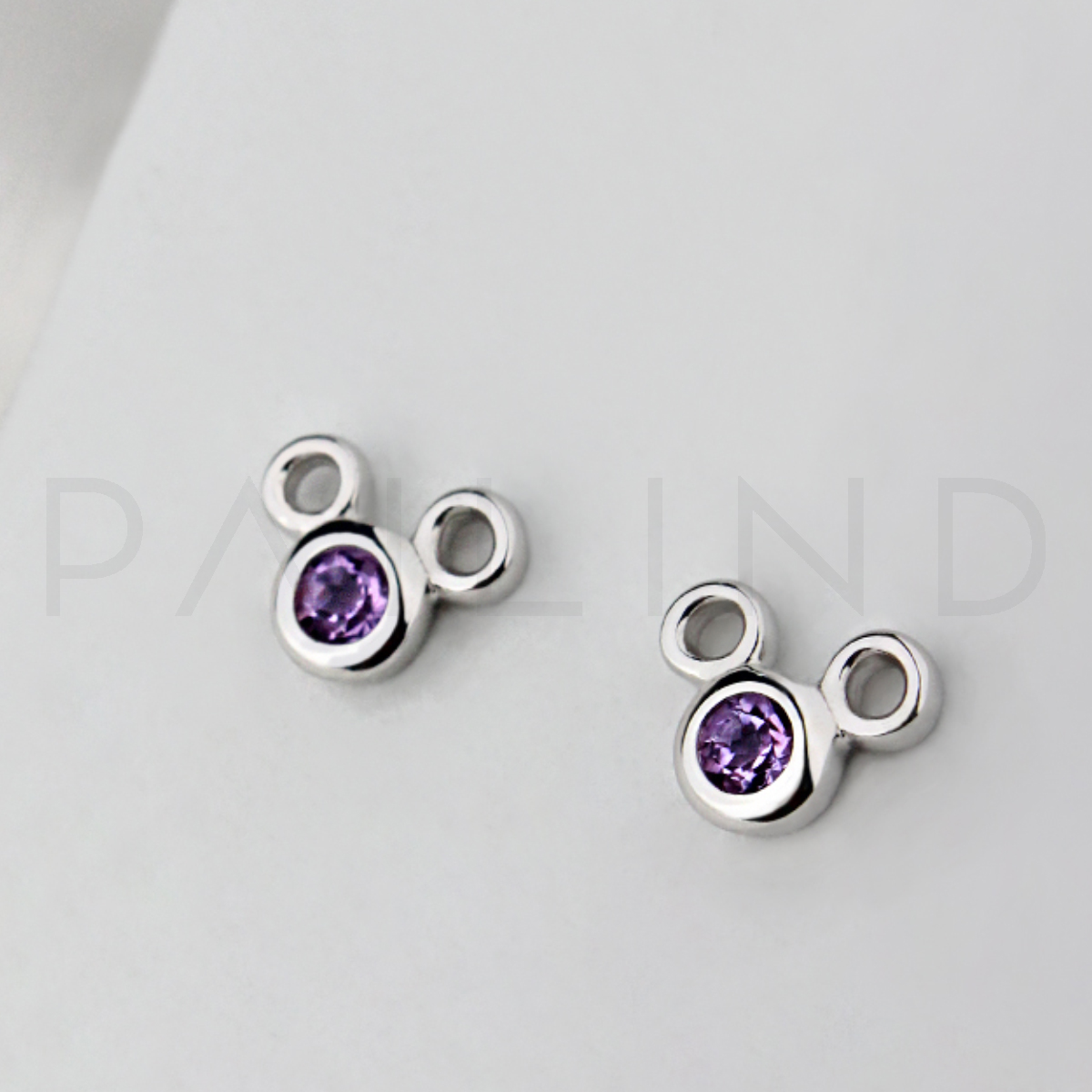 ต่างหูเงินชุบทองคำขาวประดับ AMETHYST