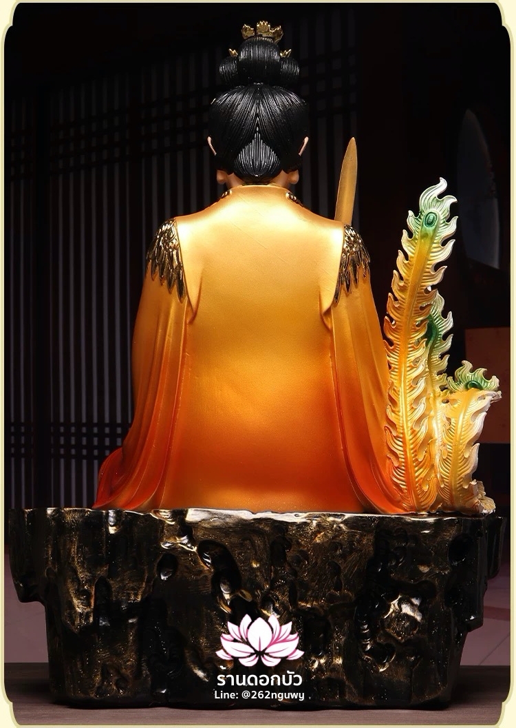 กิ่วเที้ยนเฮี่ยนลื้อ กิวเทียงเหี่ยงนึ่ง จิ่วเทียนเสวียนนี่ ปางนั่งบัลลังก์พร้อมหงส์บริวาร งานเรซิ่น ขนาด 12/16/19 นิ้ว