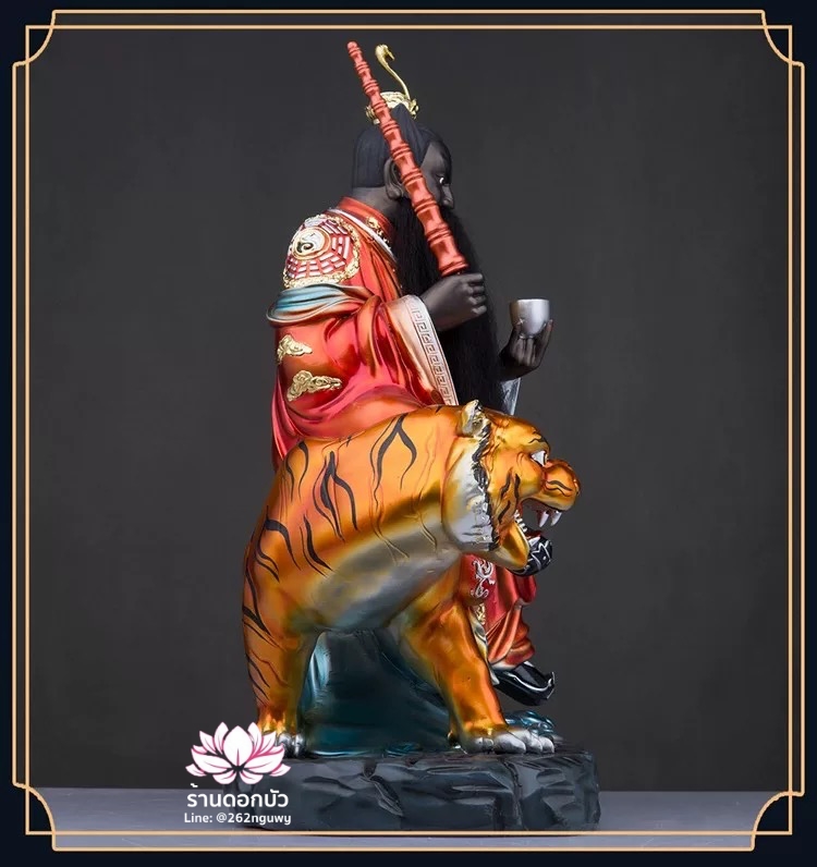 เตียวเทียนซือ เตียวฮู้เทียนซือ จางเทียนซือ ปางนั่งประทับขี่เสือ งานเนื้อเรซิ่นคุณภาพสูง ขนาด 12/16/19 นิ้ว