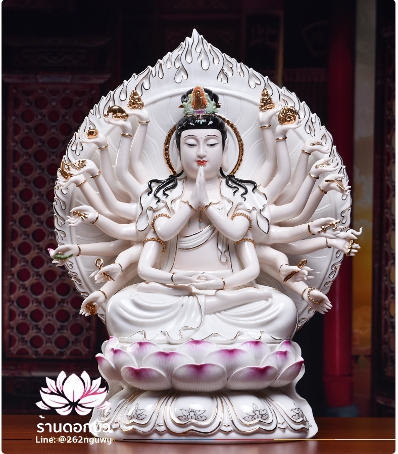 พระโพธิสัตว์กวนอิมพันเนตรพันกร พระแม่กวนอิมพันมือ พระโพธิสัตว์อวโลกิเตศวร 22 กร ปางนั่ง ขนาด 18 นิ้ว