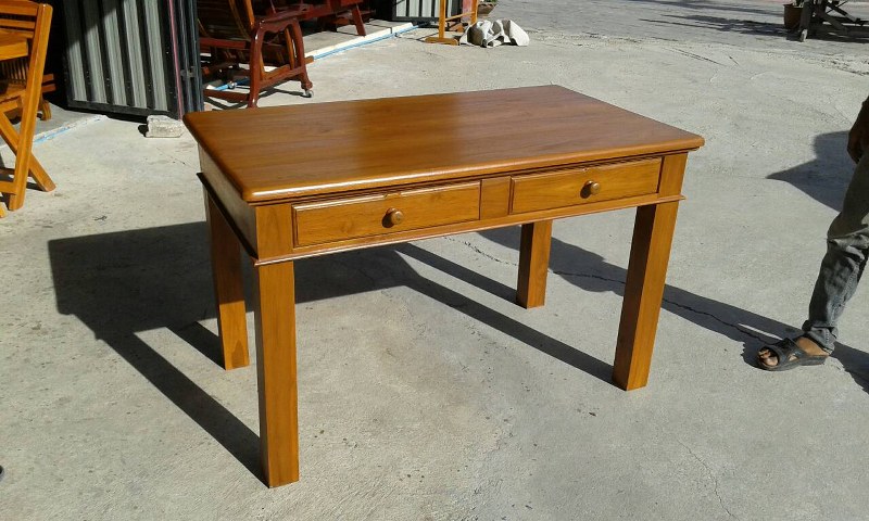 โต๊ะทำงานไม้สัก ขาตรง 1.2 เมตร