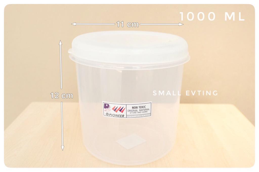 Small Evting ขวดโหล พลาสติก No.3002 L ความจุ 1000 ml สีใส ปลอดภัยสำหรับใส่อาหาร ใส่เครื่องดื่ม กล่องบรรจุอาหาร