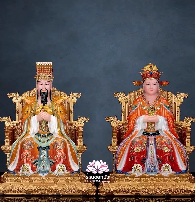 เง็กเซียนฮ่องเต้ หยกอ๋องส่องเต่ และ พระนางซีหวังหมู่ กิมบ้อเนี่ยเนี้ย งานหินอ่อนคุณภาพสูง ขนาด 16/19/26 นิ้ว