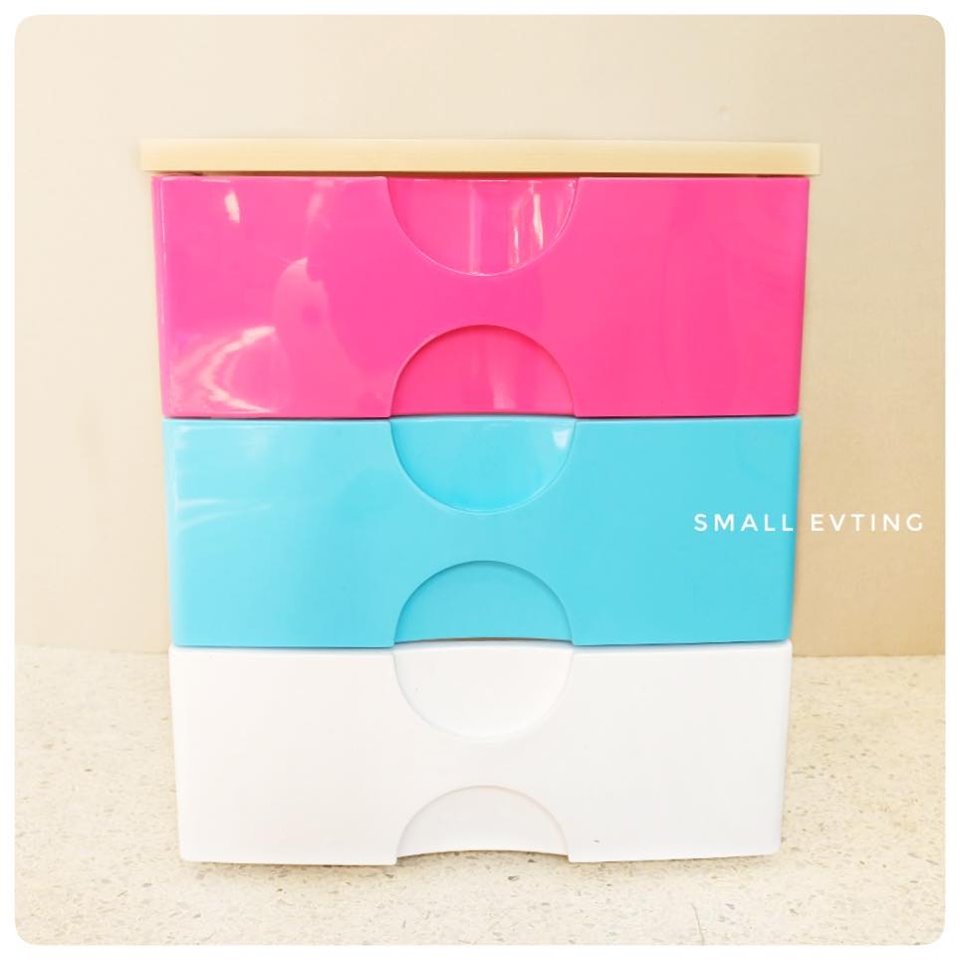 Small Evting ลิ้นชัก No. 5803 รุ่นหน้ากว้าง 3 ชั้น ท๊อปไม้ สีหวาน ตู้ ลิ้นชัก เก็บผ้า เก็บเสื้อผ้า