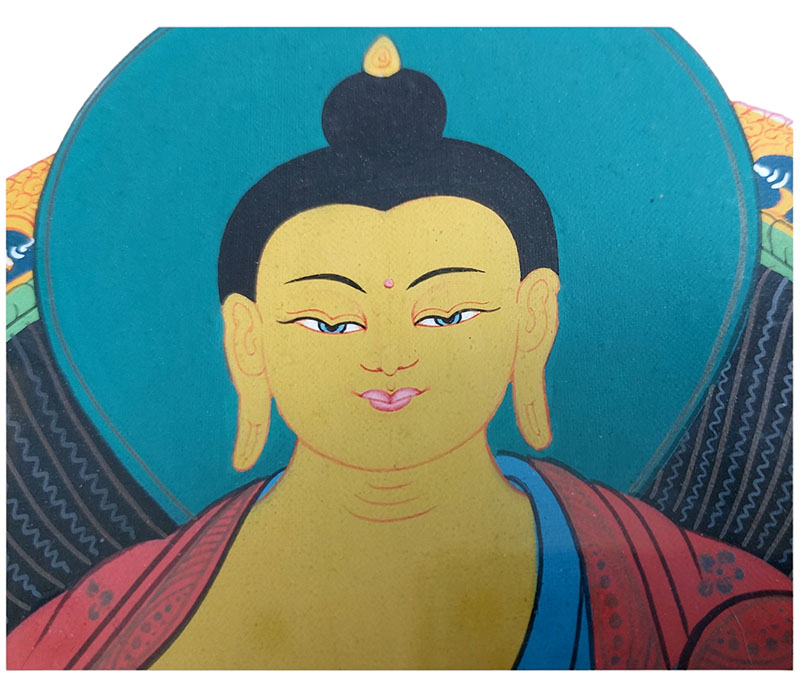 💥SALE!💥ภาวาดทังก้าทิเบต-พระศากยมุนี - (เข้ากรอบกระจกแล้ว) งานเก่า