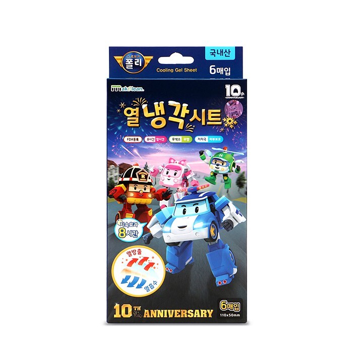 Makelean Robotcar police cooling Cooling Sheet 6 ea/Box แผ่นเจลลดไข้