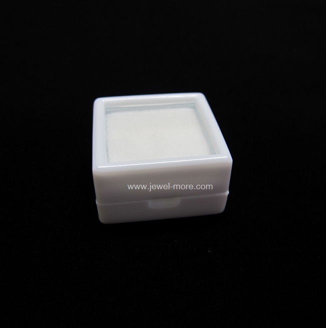 (20กล่อง)กล่องพลาสติกใส่พลอยหรือเพชร ฝาใส 3x3 cm สีขาว