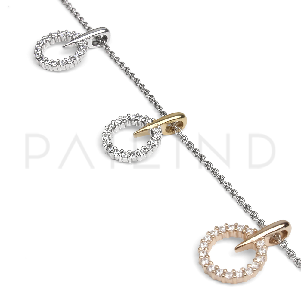 จี้เงินแท้ ดีไซน์สุดคลาสสิค ประดับเพชรรัสเซีย ชุบทองคำขาว / Pink Gold