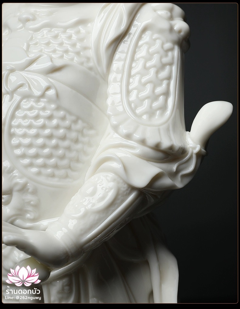 เทพเจ้ากวนอู และพระเวทโพธิสัตว์ (อุ่ยท้อผ่อสัก) ขนาด 14 นิ้ว สีขาว