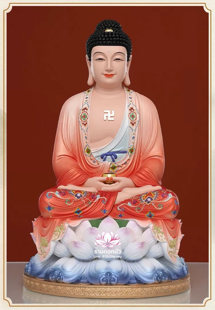 พระพุทธเจ้า พระยูไล ปางประทับนั่งบนบัลลังก์ดอกบัว งานเรซิ่น ขนาด 12/16/19/26 นิ้ว