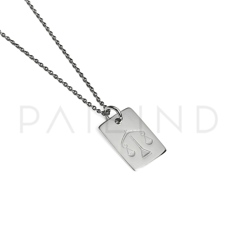 จี้เงินแท้ 925 ดีไซน์ป้ายแท็กลายตราชั่ง ราศีตุลย์ มินิมอล