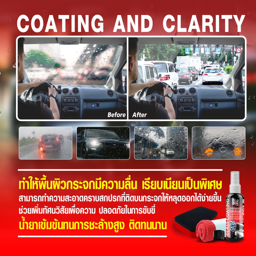 SUMO G2 น้ำยาเคลือบกระจก 120ml น้ำไม่เกาะ น้ำกลิ้งกลม ลื่นไหล SUMO AUTO